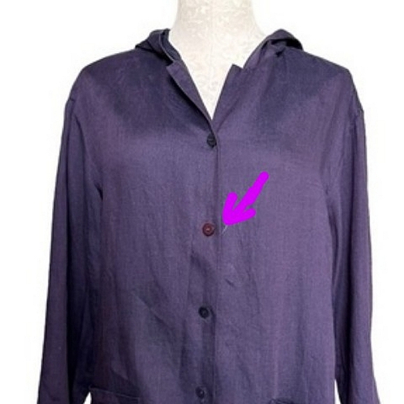 Lafayette 148 100% Linen Hooded Button Front Shacket Pockets Purple Size 10 - Picture 10 of 11